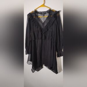 Forever 21 Black Asymmetrical Ruffle Dress